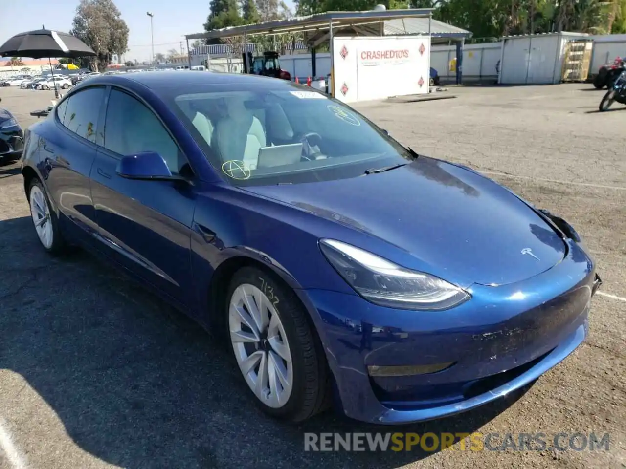 1 Photograph of a damaged car 5YJ3E1EB6MF903260 TESLA MODEL 3 2021