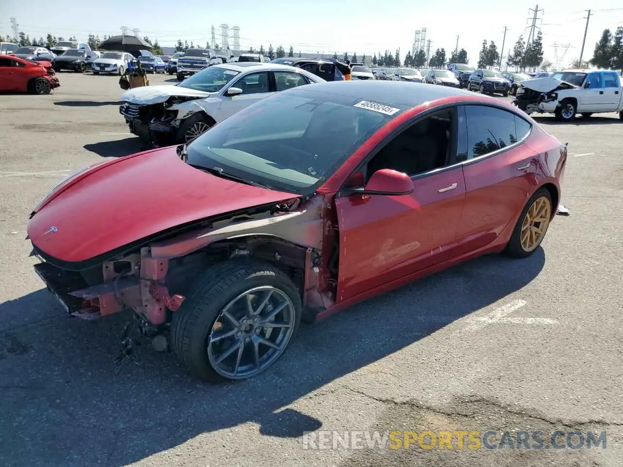 1 Photograph of a damaged car 5YJ3E1EB7MF002169 TESLA MODEL 3 2021
