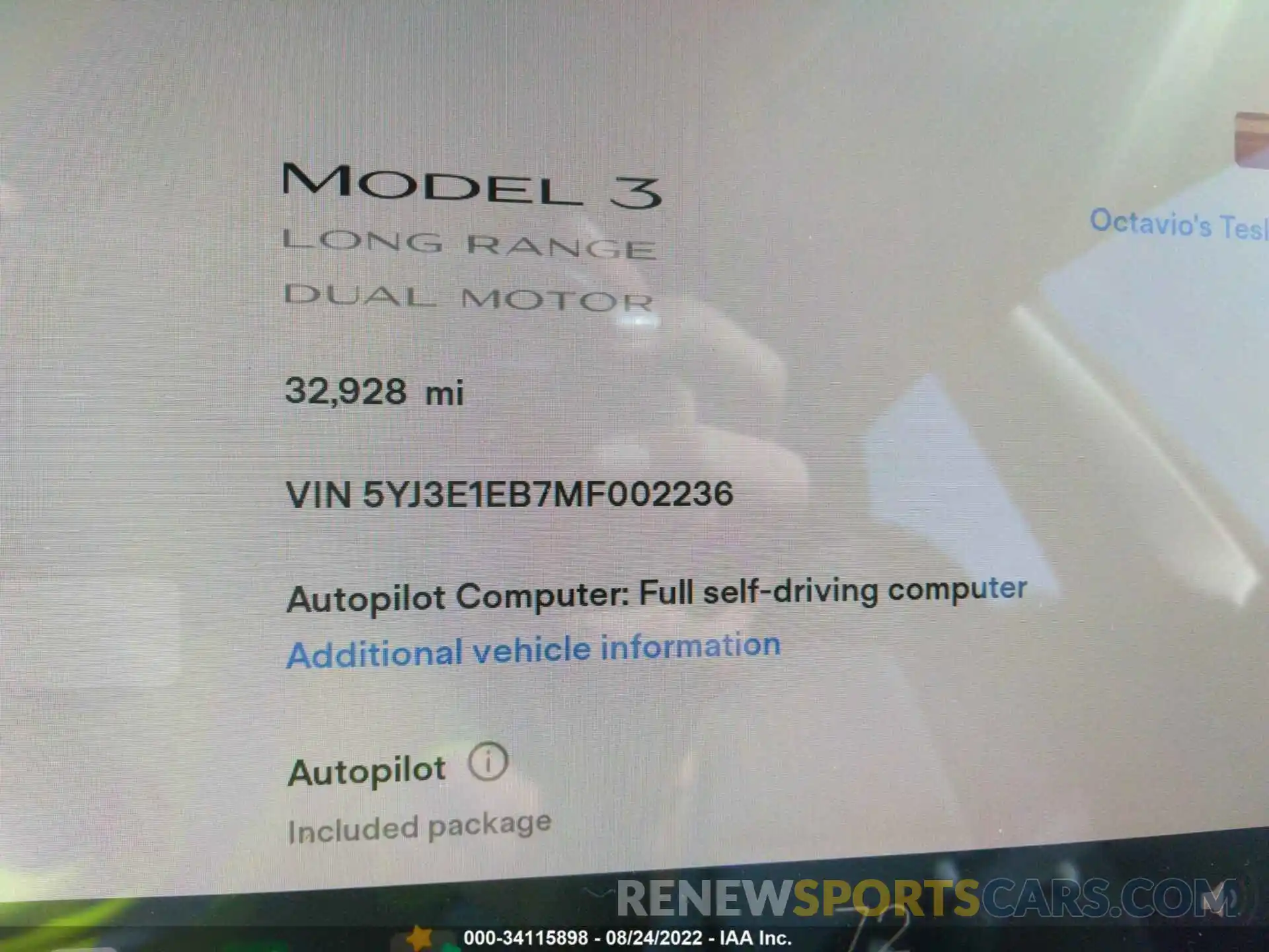 7 Photograph of a damaged car 5YJ3E1EB7MF002236 TESLA MODEL 3 2021