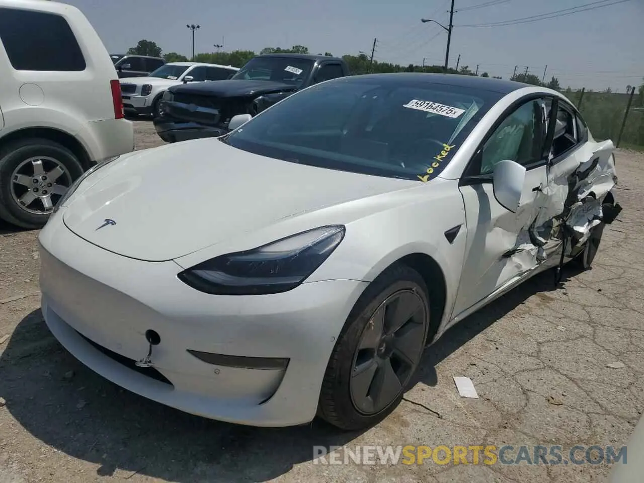1 Photograph of a damaged car 5YJ3E1EB7MF050349 TESLA MODEL 3 2021