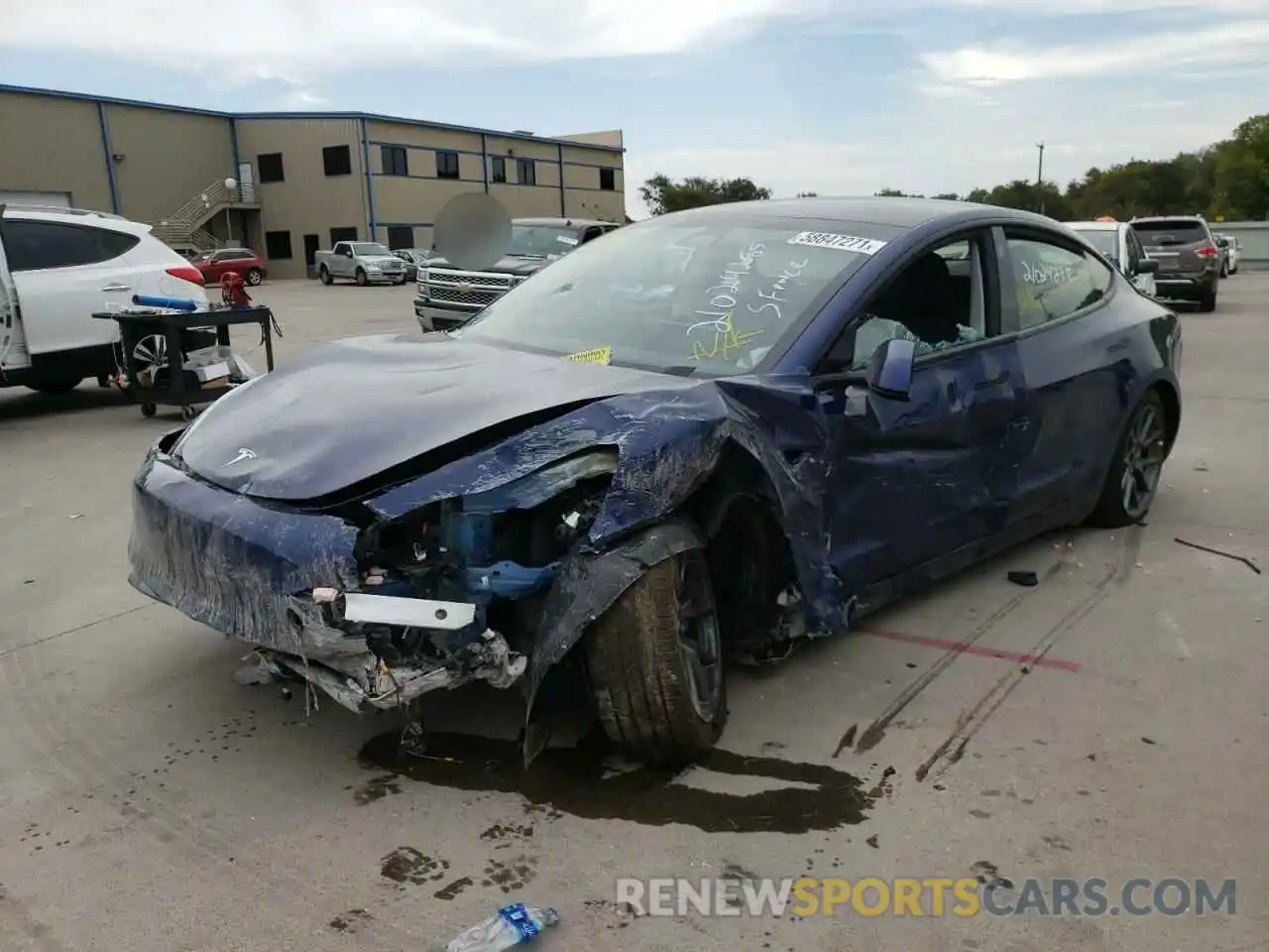 2 Photograph of a damaged car 5YJ3E1EB7MF051050 TESLA MODEL 3 2021