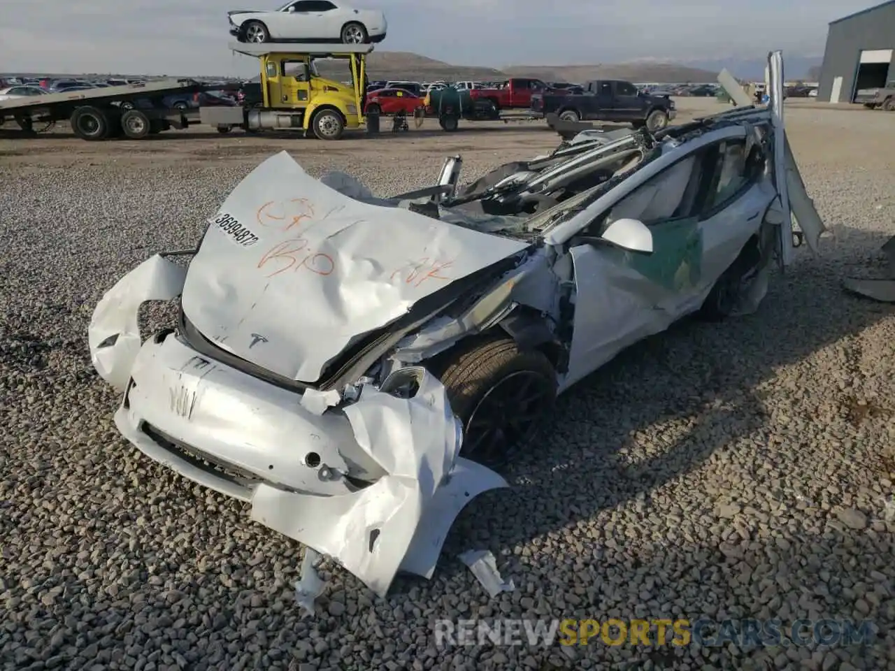 2 Photograph of a damaged car 5YJ3E1EB7MF051081 TESLA MODEL 3 2021