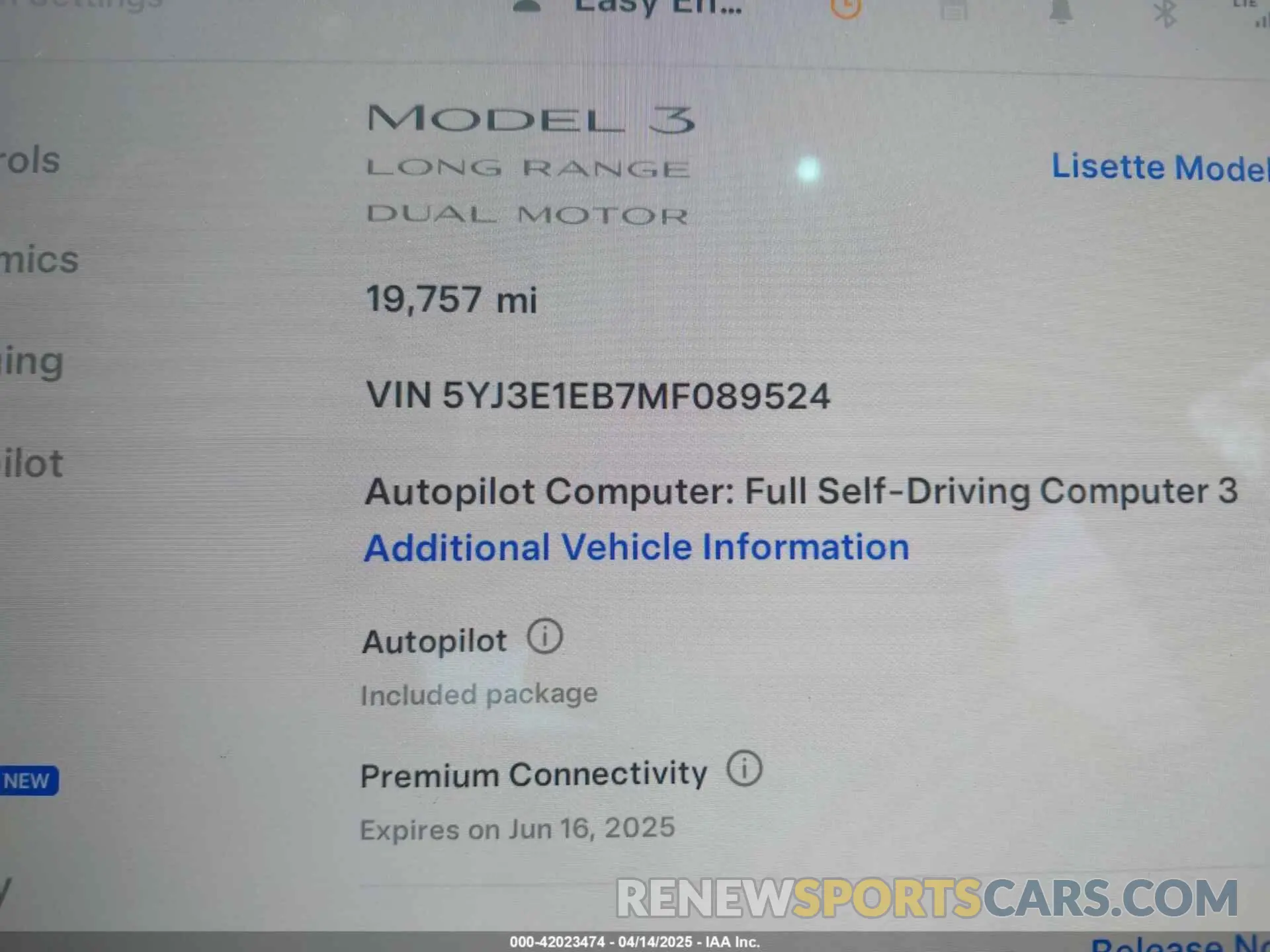 16 Photograph of a damaged car 5YJ3E1EB7MF089524 TESLA MODEL 3 2021