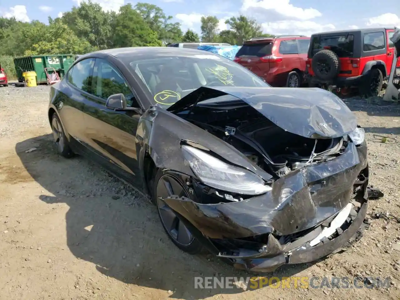 1 Photograph of a damaged car 5YJ3E1EB7MF836698 TESLA MODEL 3 2021