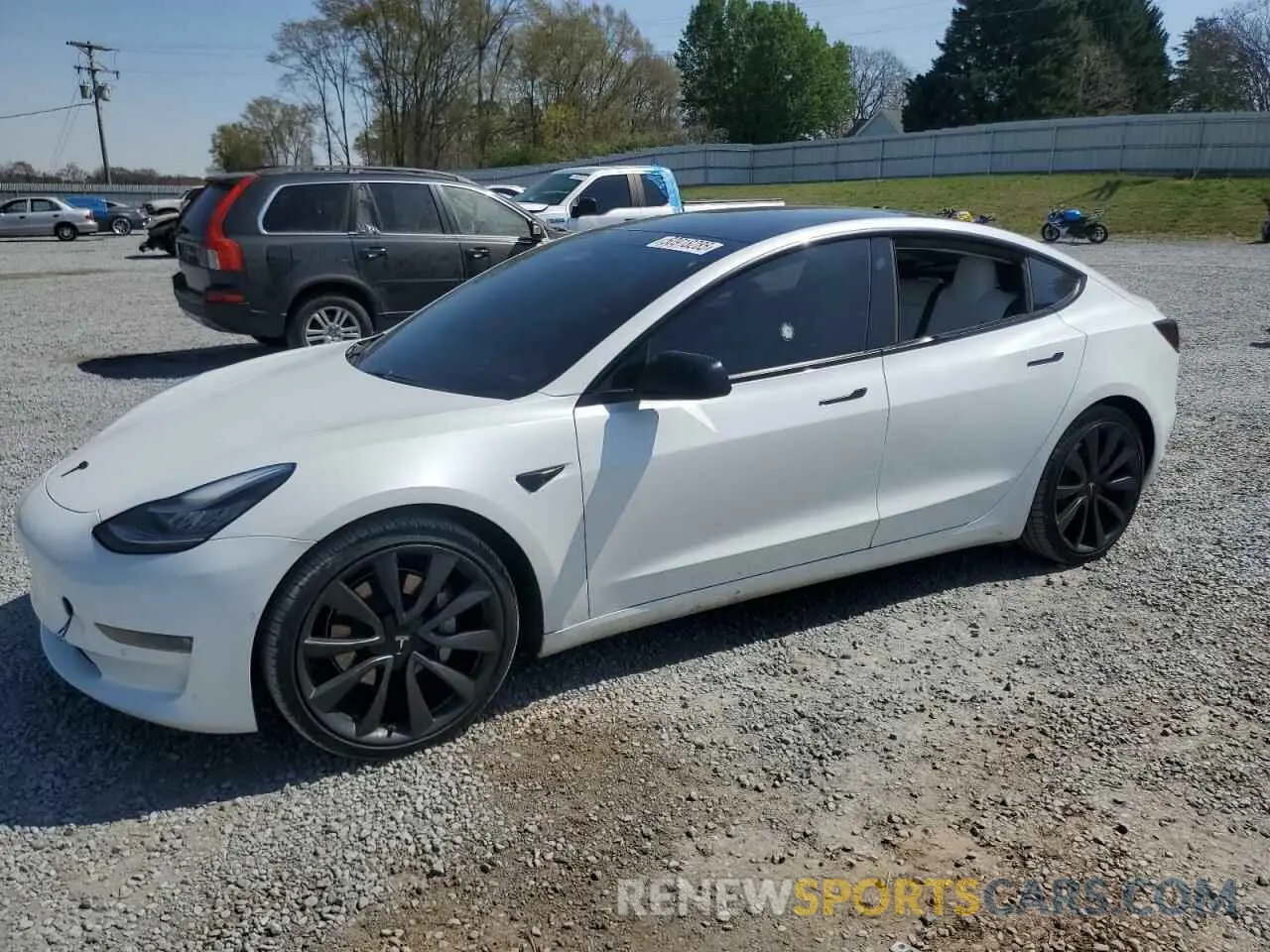 1 Photograph of a damaged car 5YJ3E1EB7MF849953 TESLA MODEL 3 2021