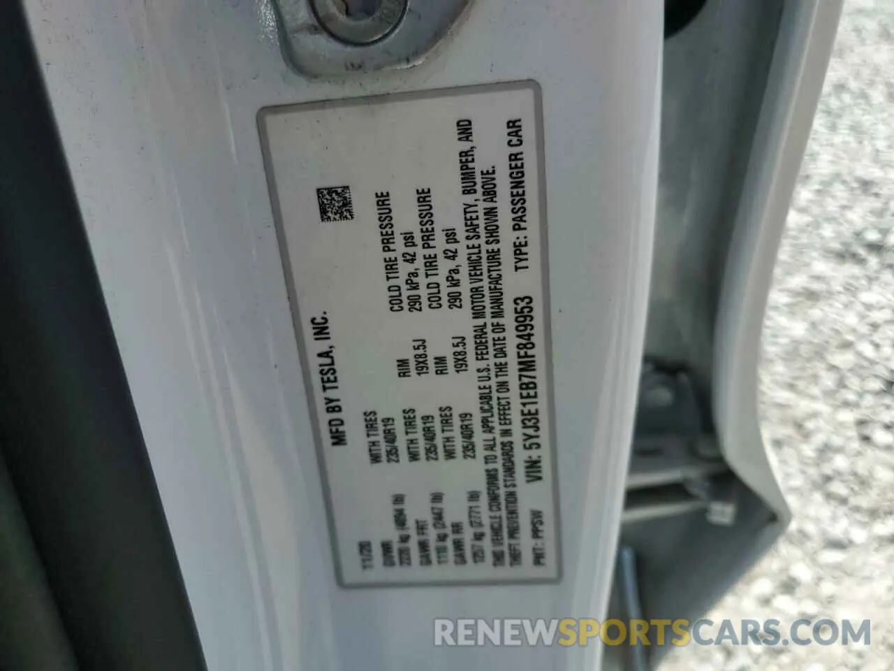 12 Photograph of a damaged car 5YJ3E1EB7MF849953 TESLA MODEL 3 2021