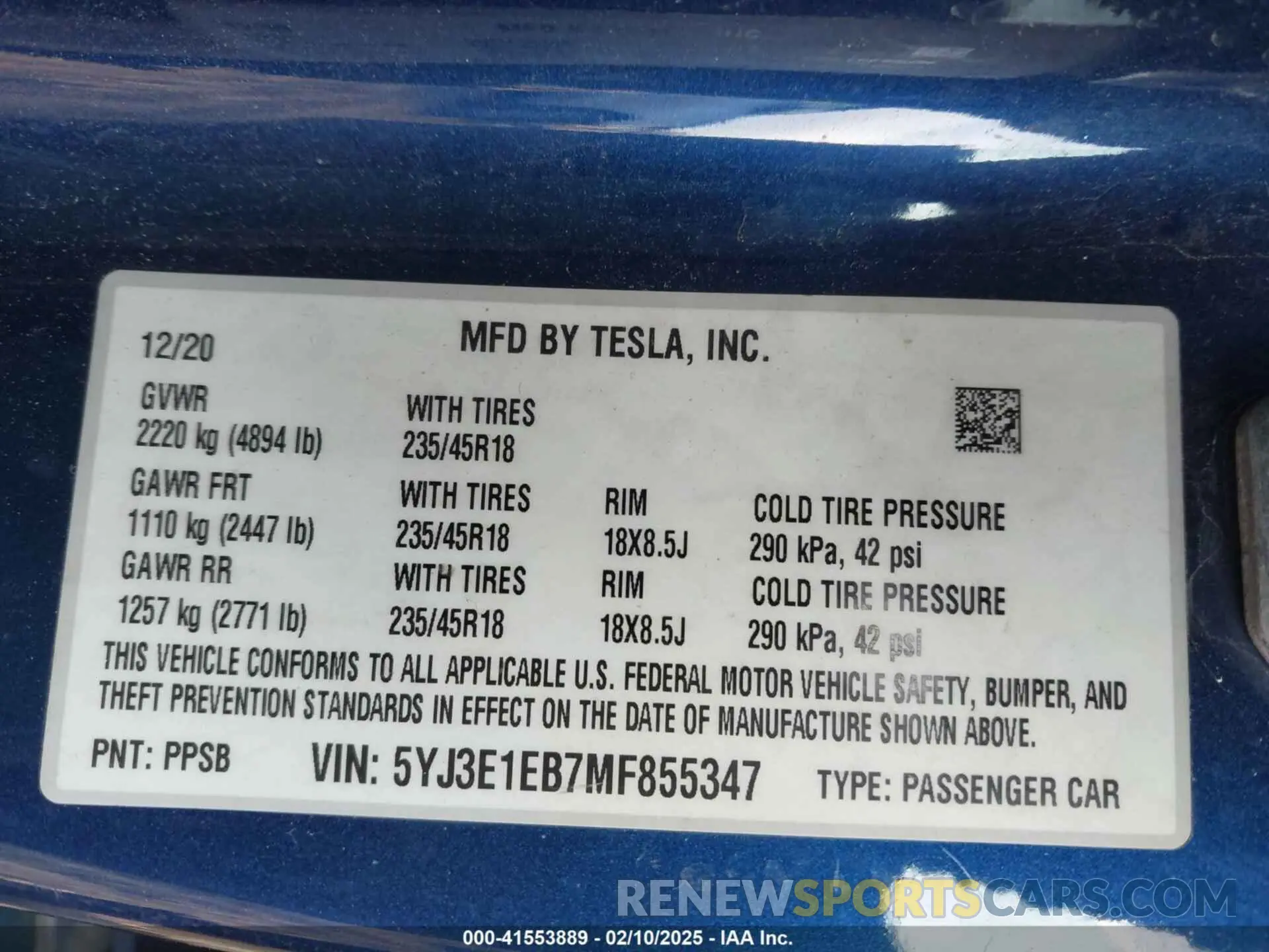 9 Photograph of a damaged car 5YJ3E1EB7MF855347 TESLA MODEL 3 2021