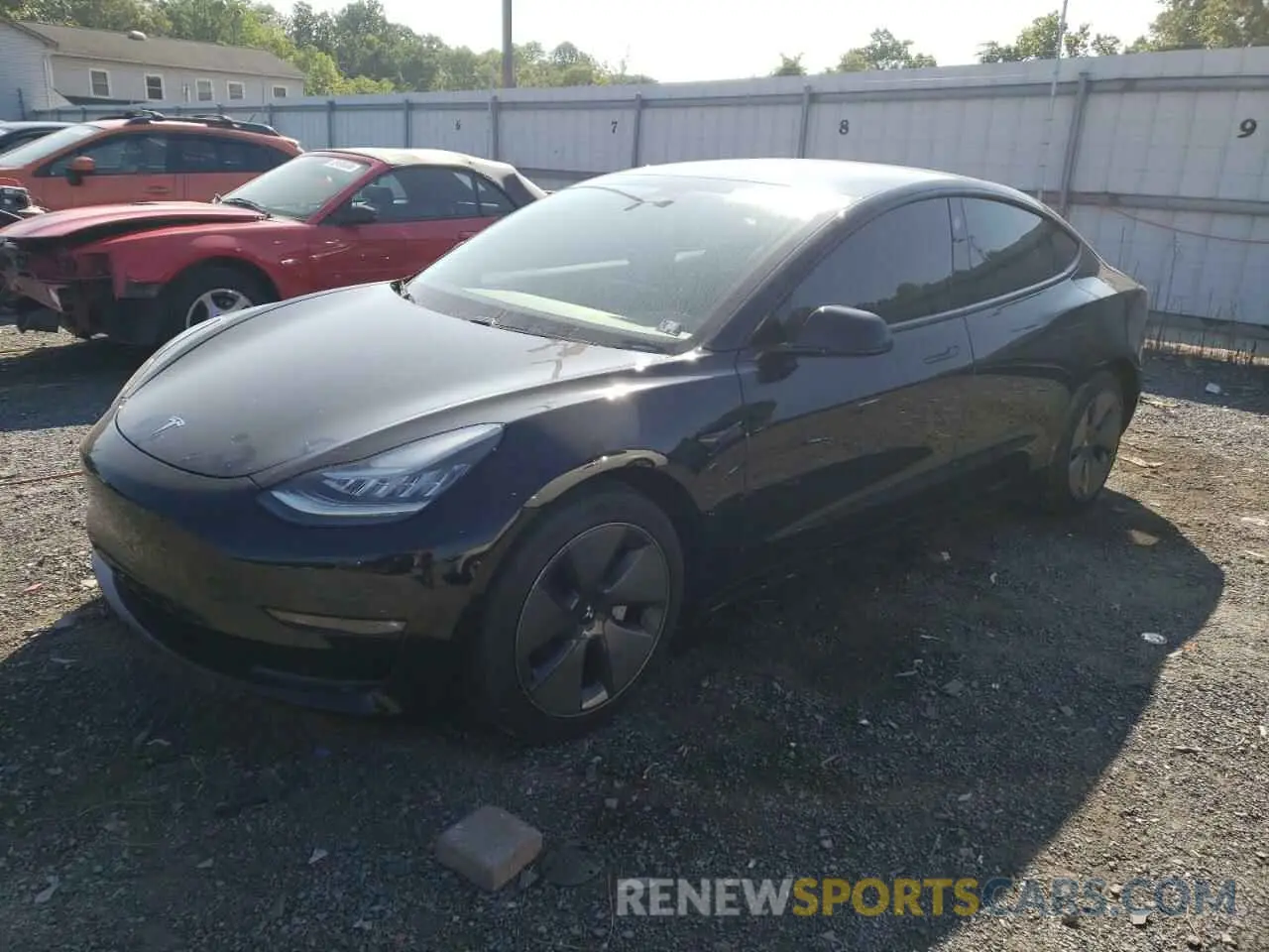 1 Photograph of a damaged car 5YJ3E1EB7MF858748 TESLA MODEL 3 2021
