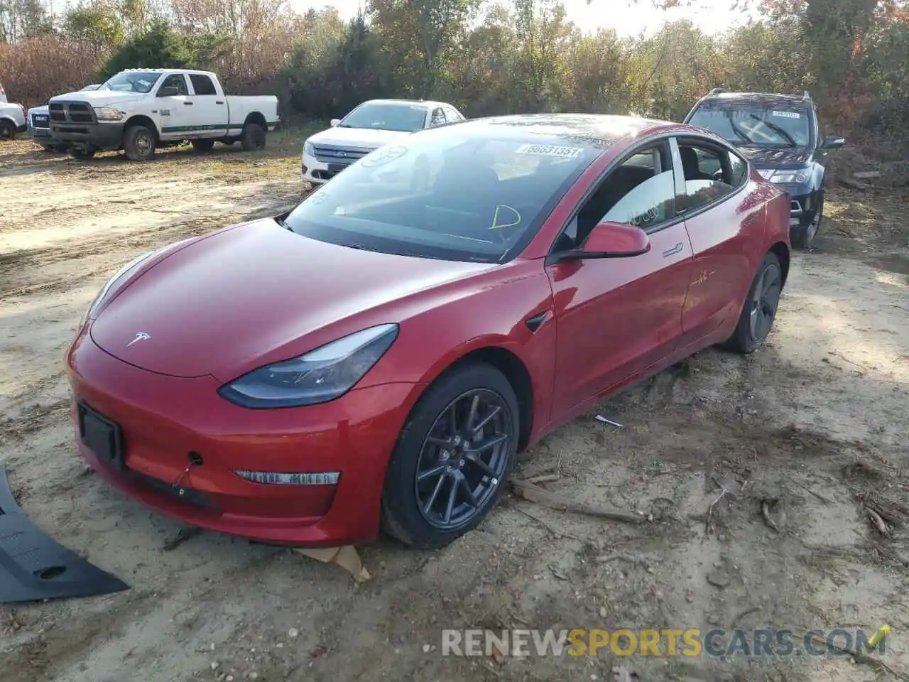 2 Photograph of a damaged car 5YJ3E1EB7MF916034 TESLA MODEL 3 2021