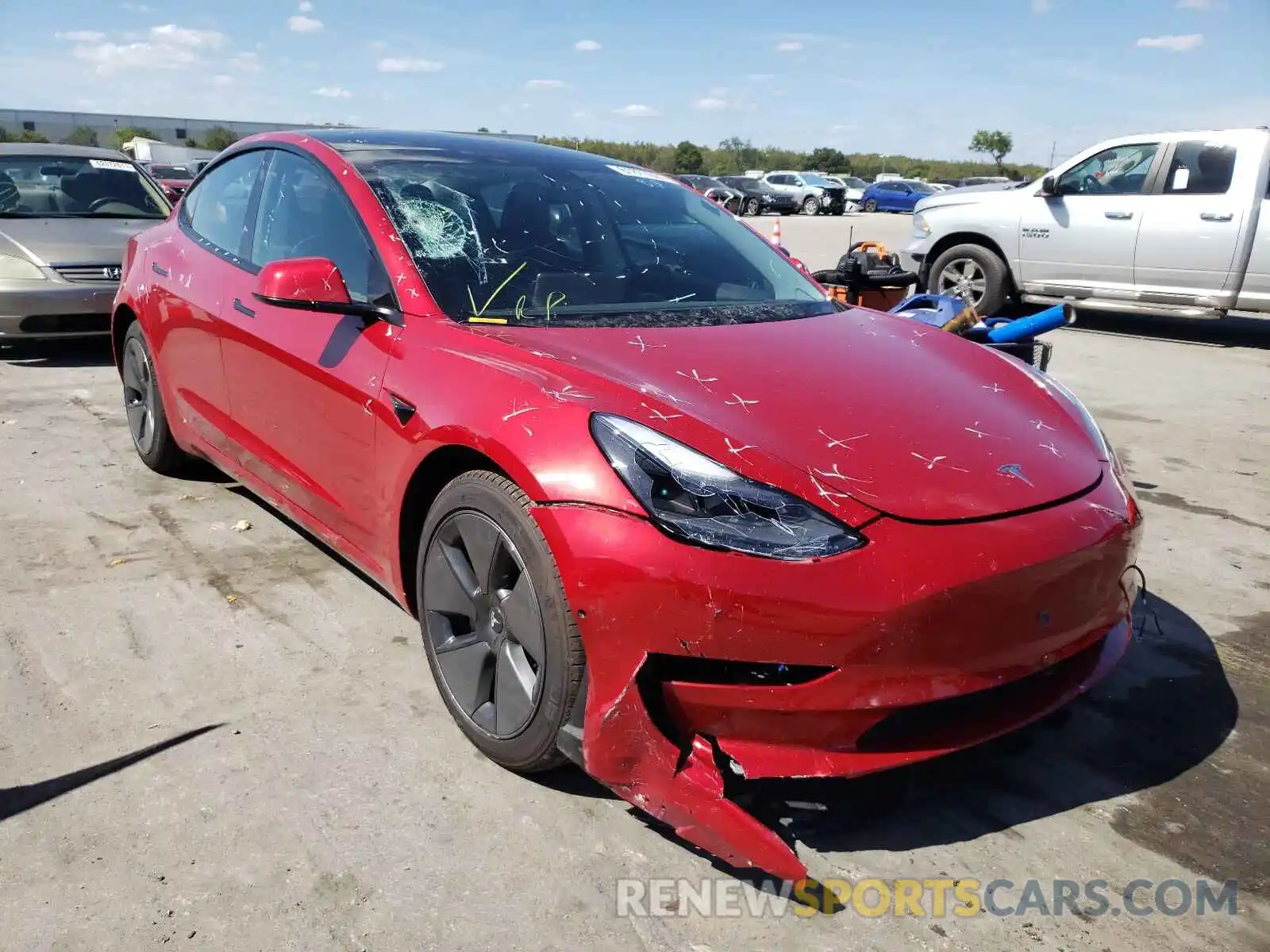 1 Photograph of a damaged car 5YJ3E1EB7MF924392 TESLA MODEL 3 2021