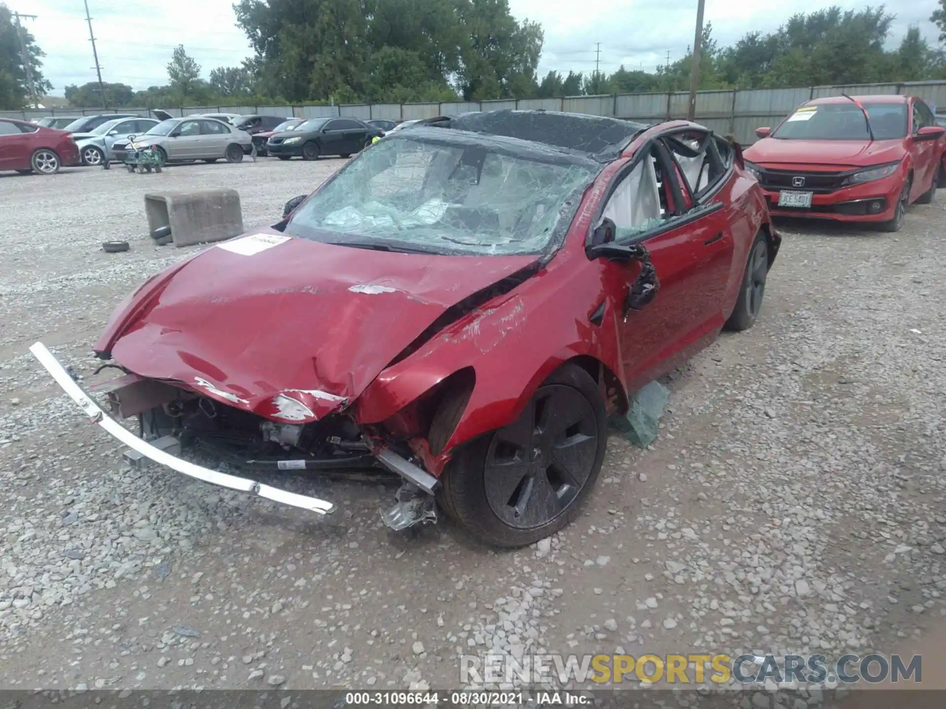 2 Photograph of a damaged car 5YJ3E1EB7MF960812 TESLA MODEL 3 2021