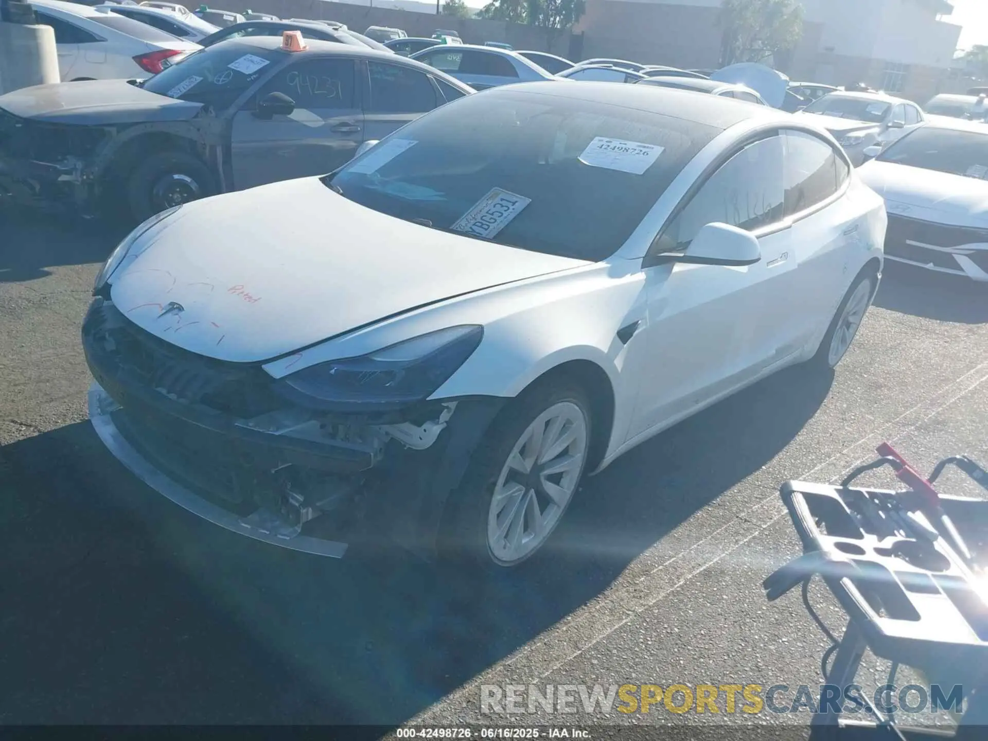 2 Photograph of a damaged car 5YJ3E1EB8MF005923 TESLA MODEL 3 2021