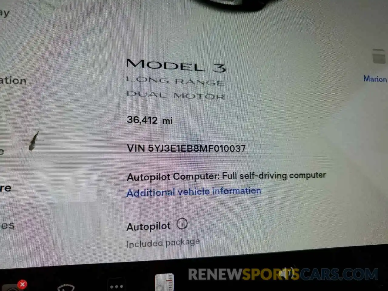 8 Photograph of a damaged car 5YJ3E1EB8MF010037 TESLA MODEL 3 2021