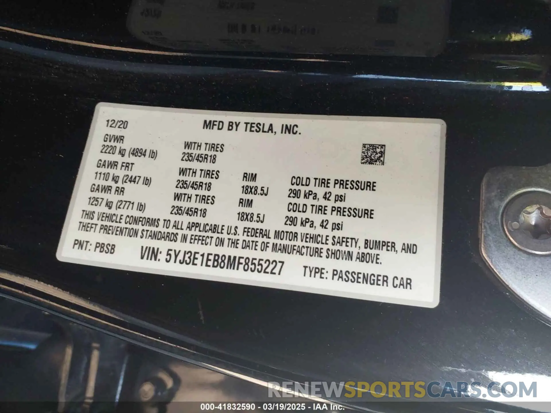 9 Photograph of a damaged car 5YJ3E1EB8MF855227 TESLA MODEL 3 2021