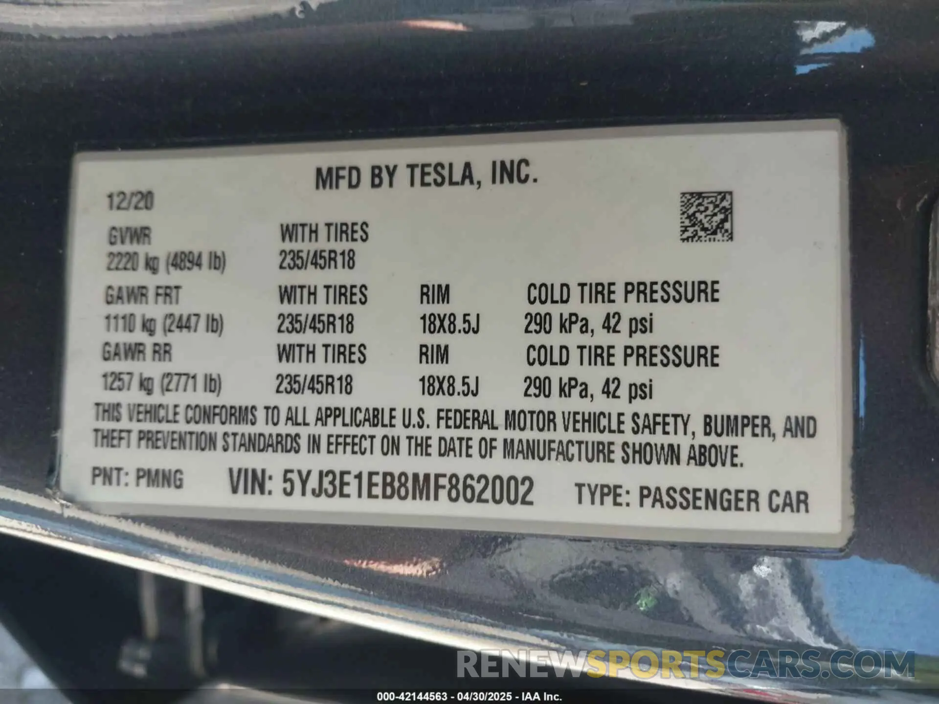 9 Photograph of a damaged car 5YJ3E1EB8MF862002 TESLA MODEL 3 2021