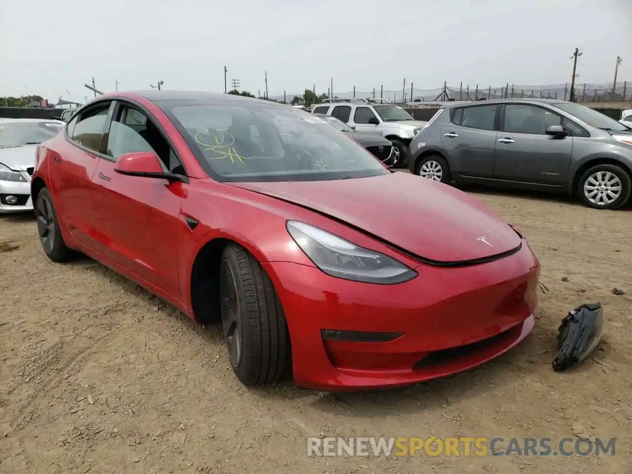 1 Photograph of a damaged car 5YJ3E1EB8MF938317 TESLA MODEL 3 2021