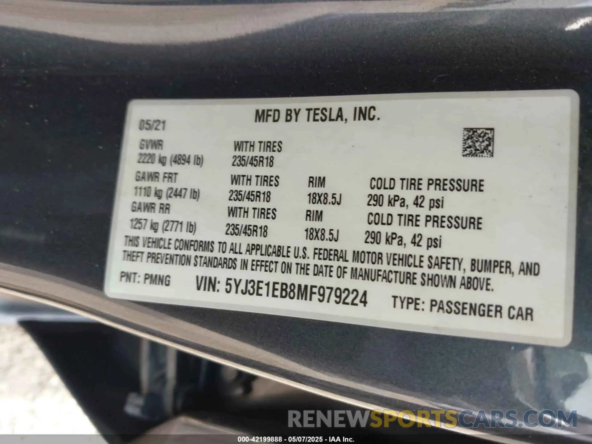 9 Photograph of a damaged car 5YJ3E1EB8MF979224 TESLA MODEL 3 2021
