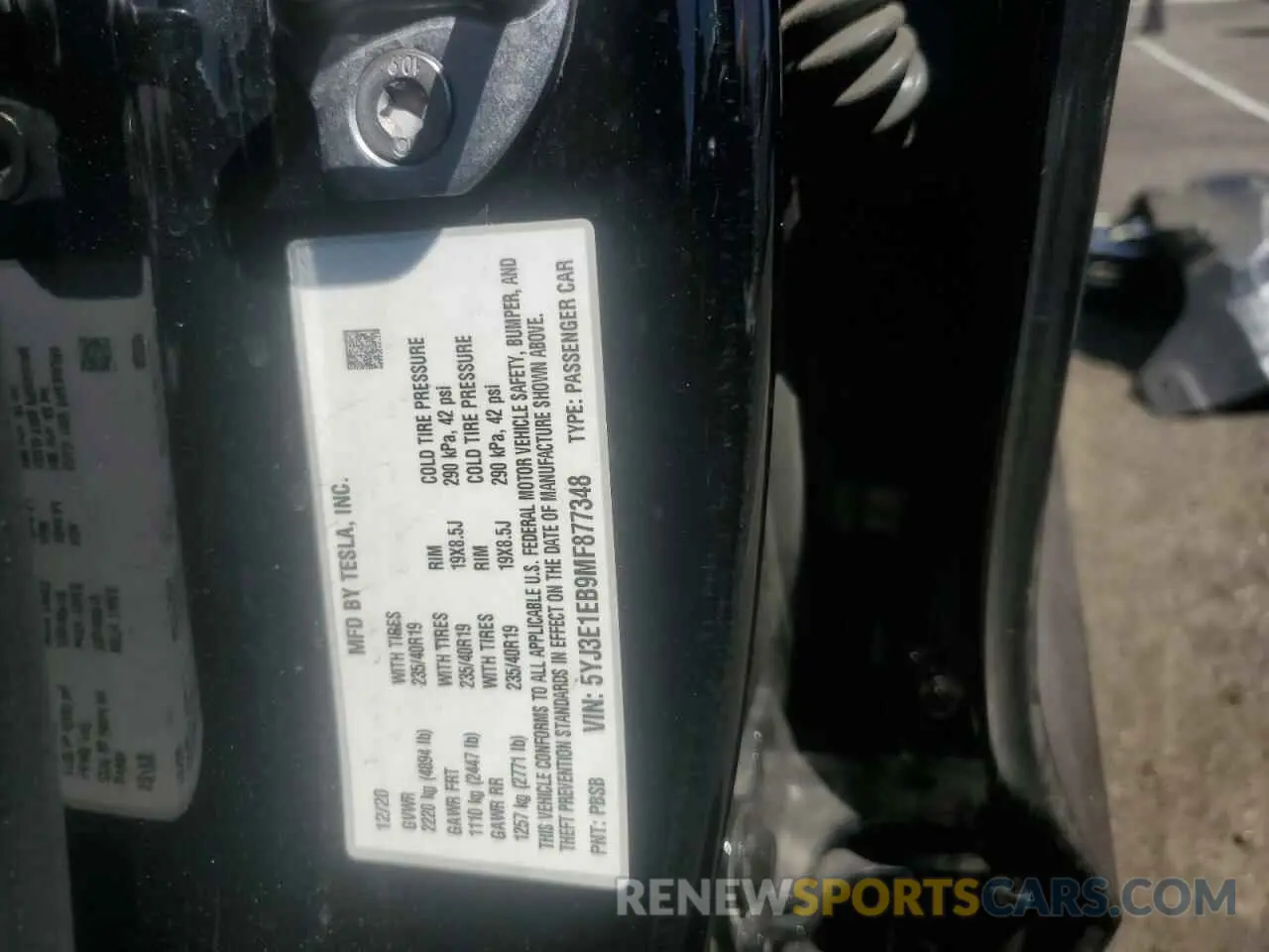 13 Photograph of a damaged car 5YJ3E1EB9MF877348 TESLA MODEL 3 2021
