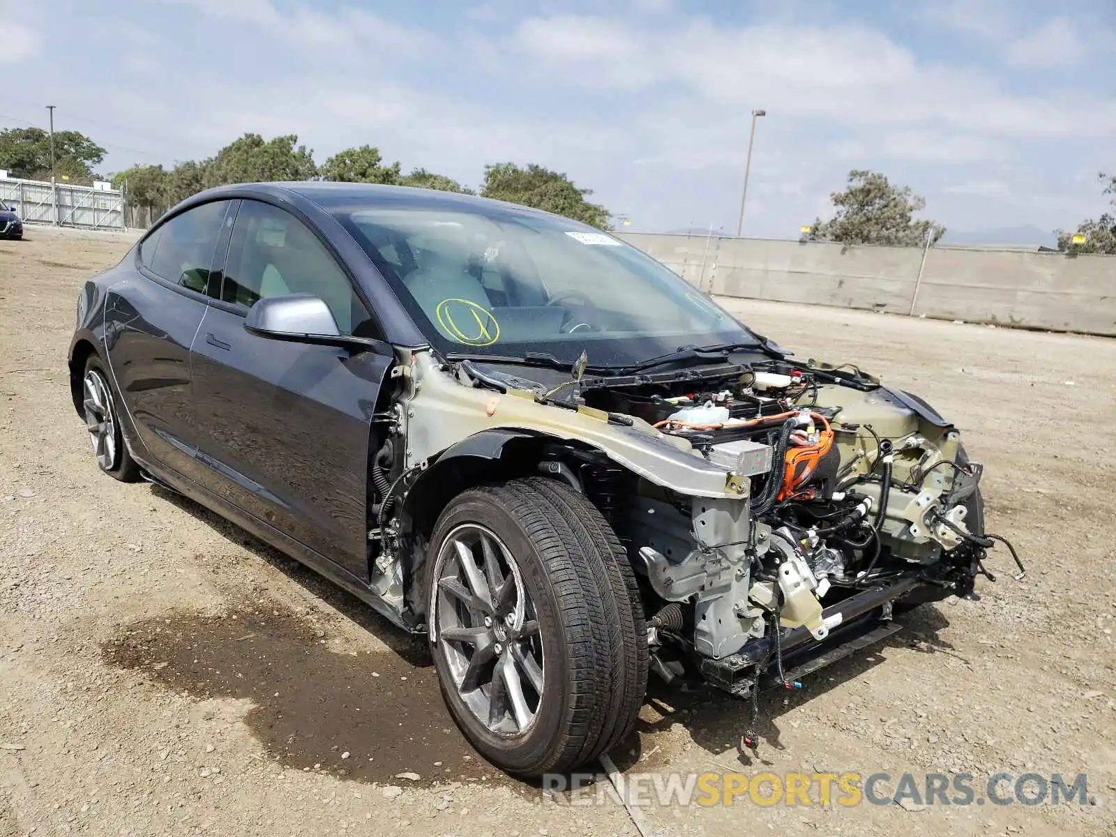 1 Photograph of a damaged car 5YJ3E1EB9MF930663 TESLA MODEL 3 2021