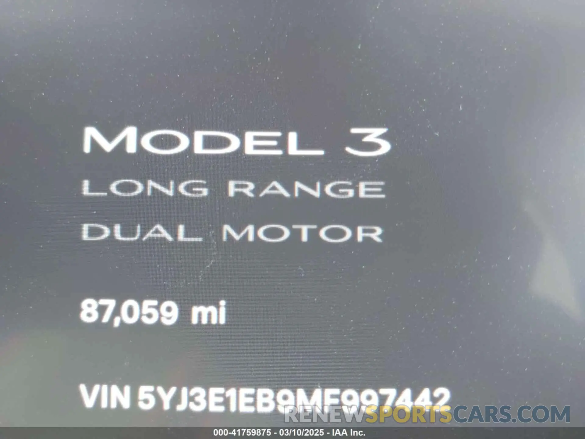 7 Photograph of a damaged car 5YJ3E1EB9MF997442 TESLA MODEL 3 2021