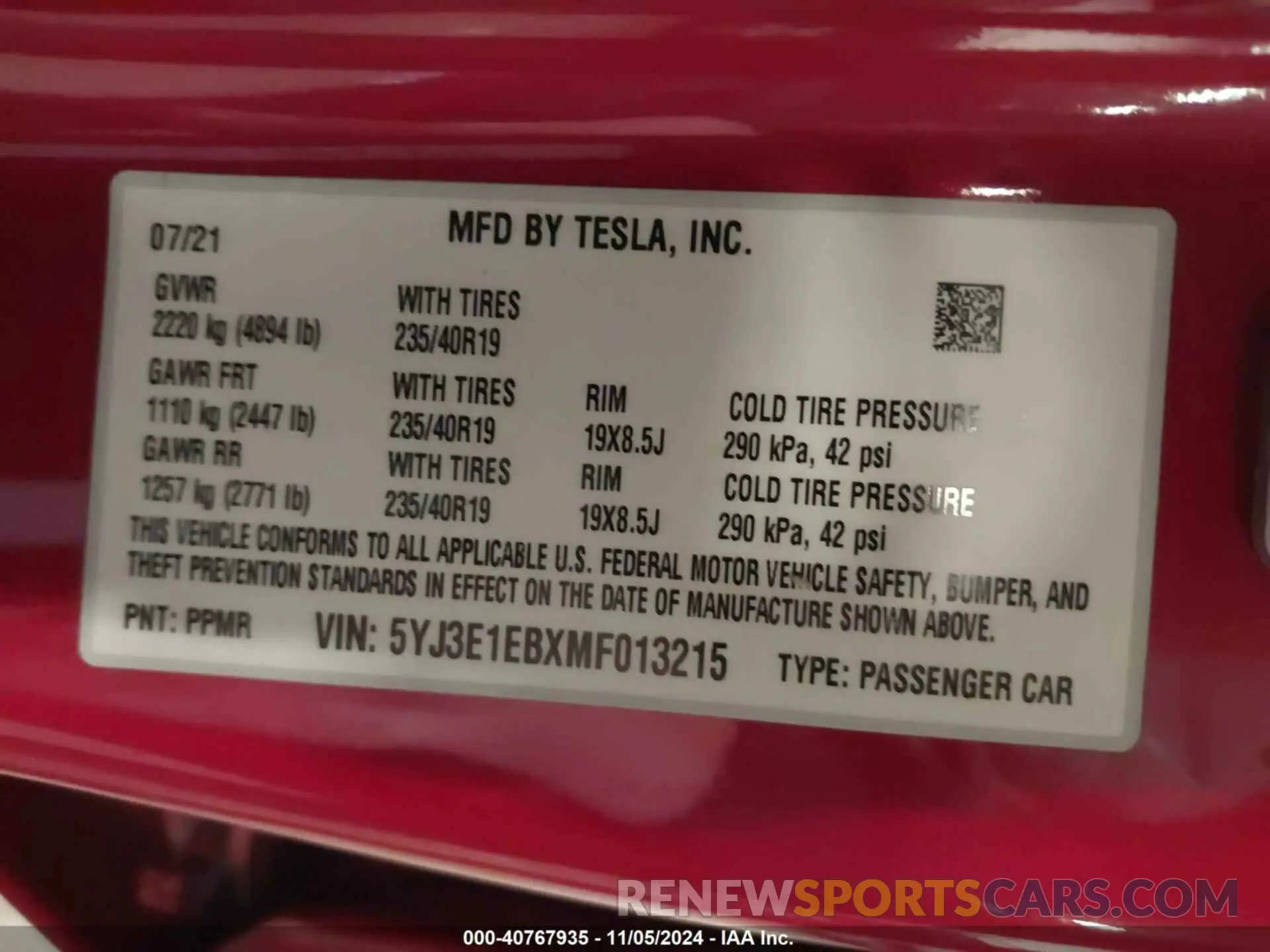 9 Photograph of a damaged car 5YJ3E1EBXMF013215 TESLA MODEL 3 2021