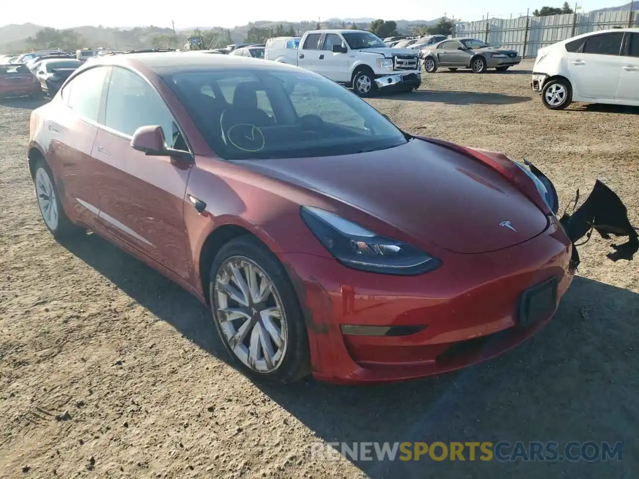 1 Photograph of a damaged car 5YJ3E1EBXMF064987 TESLA MODEL 3 2021