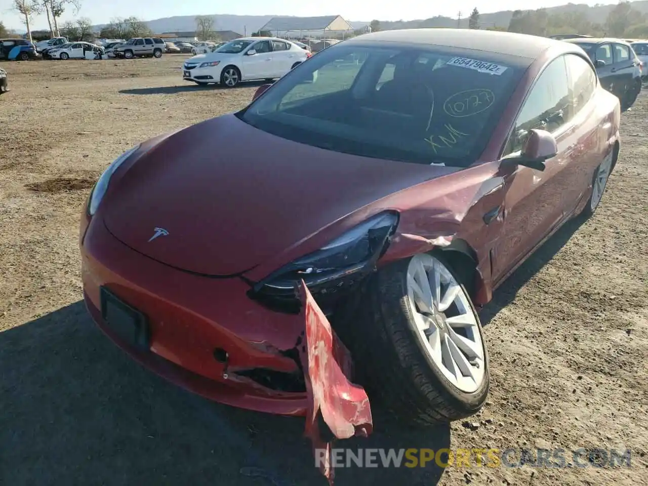 2 Photograph of a damaged car 5YJ3E1EBXMF064987 TESLA MODEL 3 2021