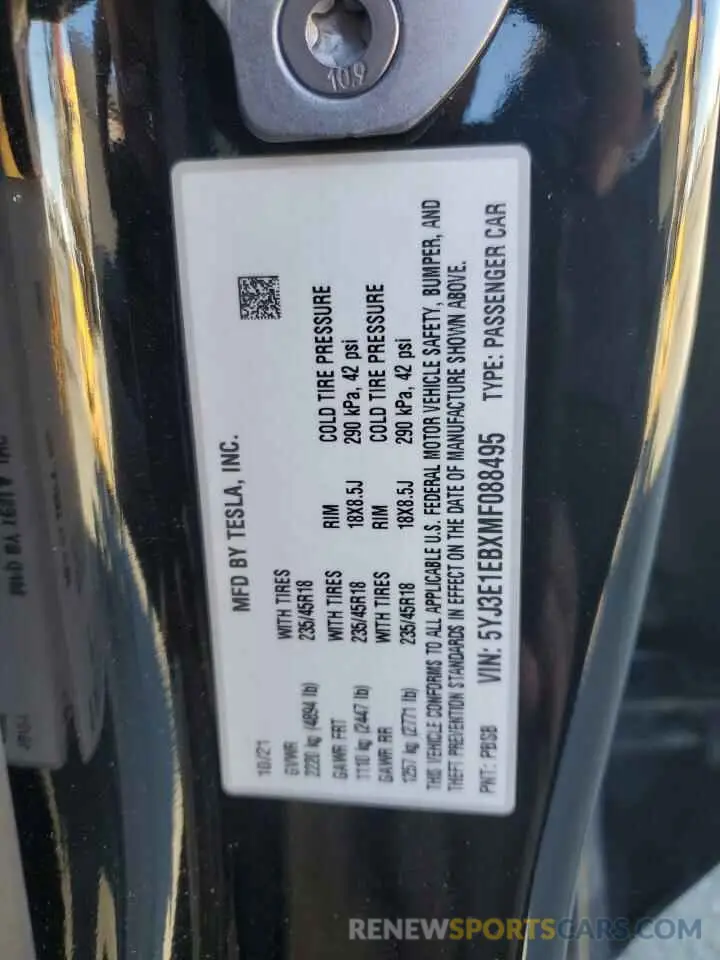 13 Photograph of a damaged car 5YJ3E1EBXMF088495 TESLA MODEL 3 2021