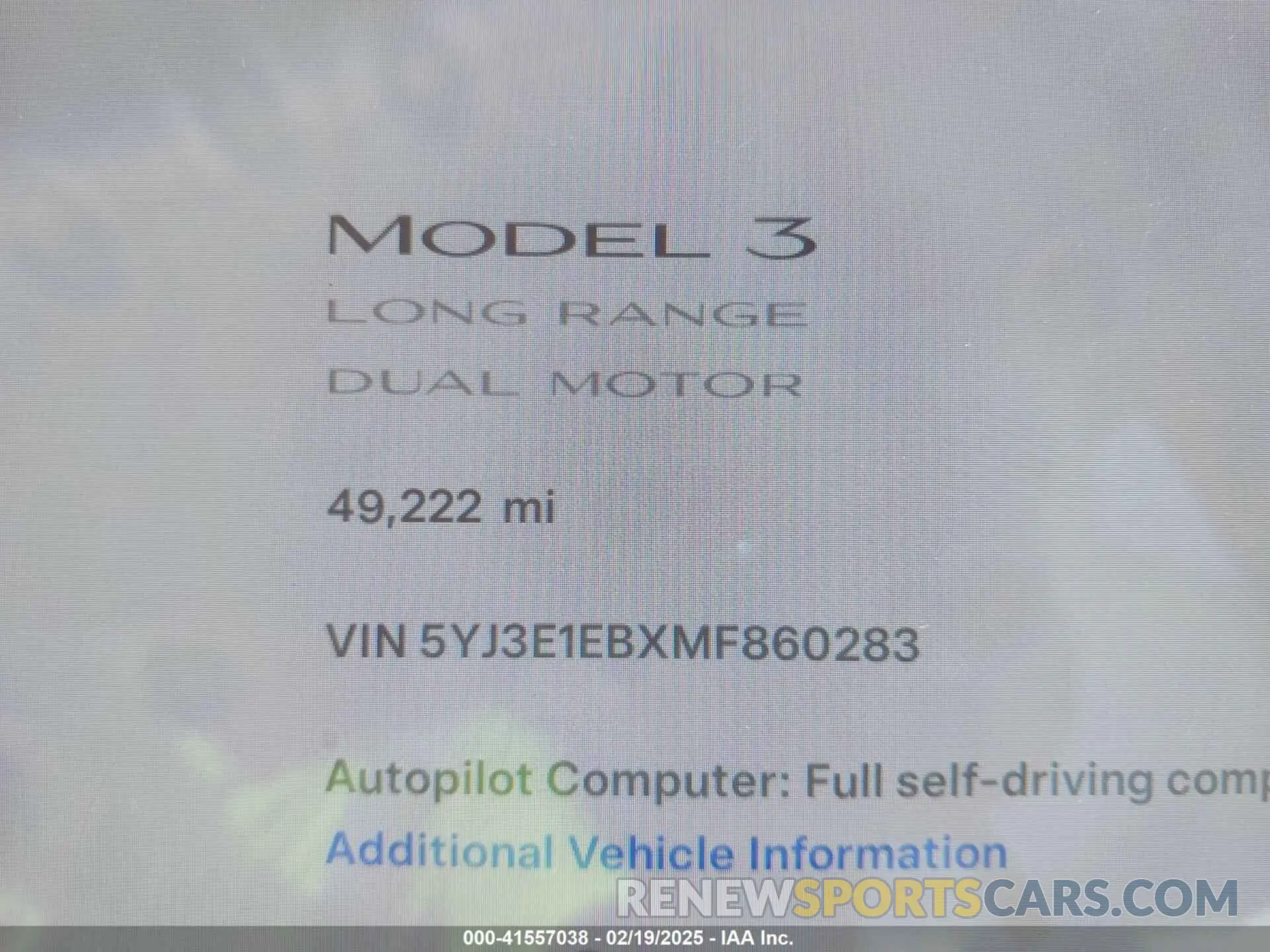 15 Photograph of a damaged car 5YJ3E1EBXMF860283 TESLA MODEL 3 2021