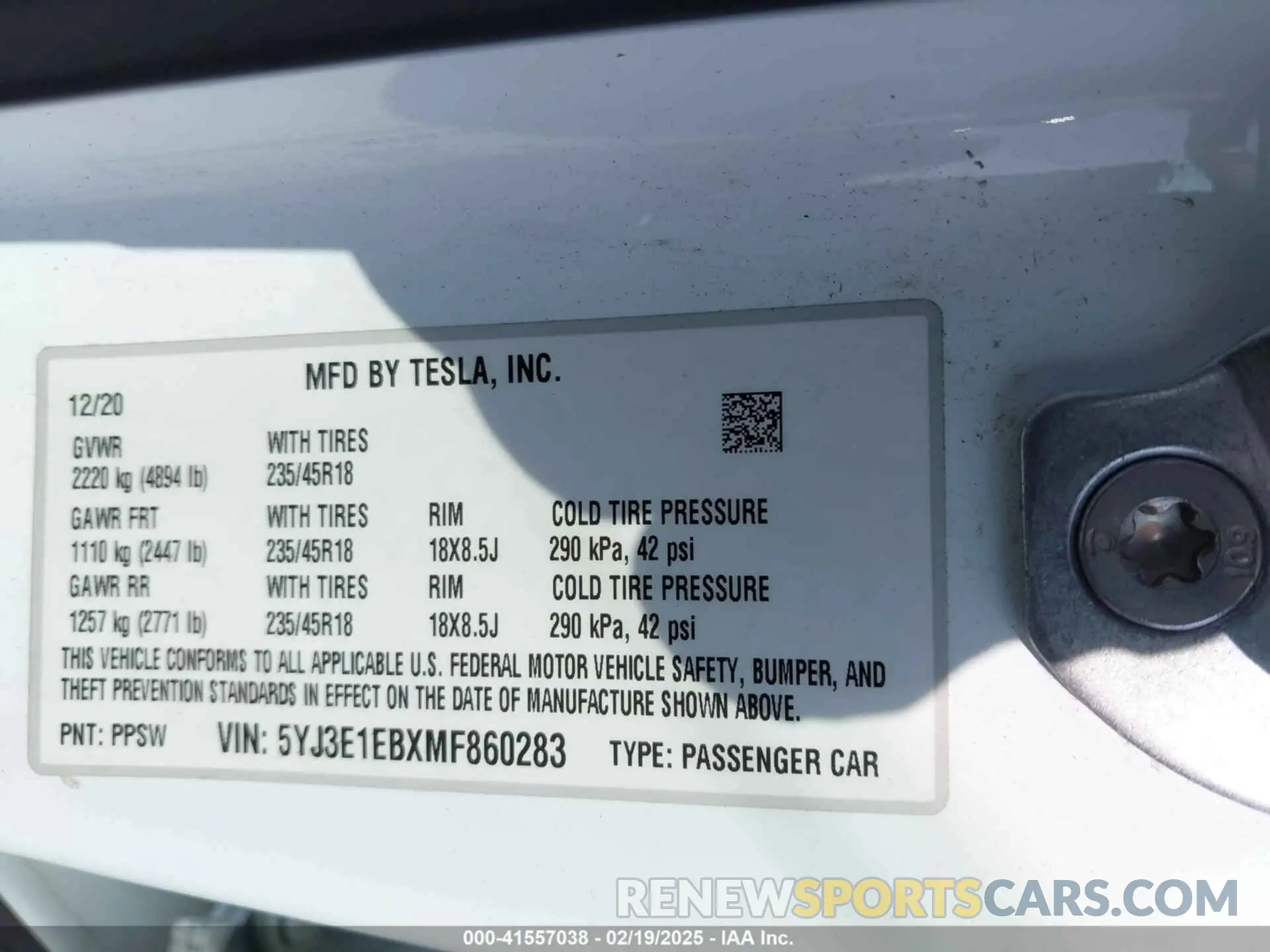9 Photograph of a damaged car 5YJ3E1EBXMF860283 TESLA MODEL 3 2021