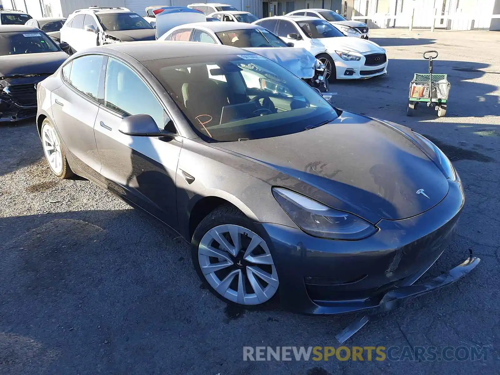 1 Photograph of a damaged car 5YJ3E1EBXMF903231 TESLA MODEL 3 2021