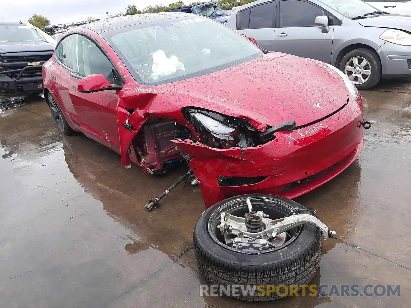 1 Photograph of a damaged car 5YJ3E1EBXMF916027 TESLA MODEL 3 2021