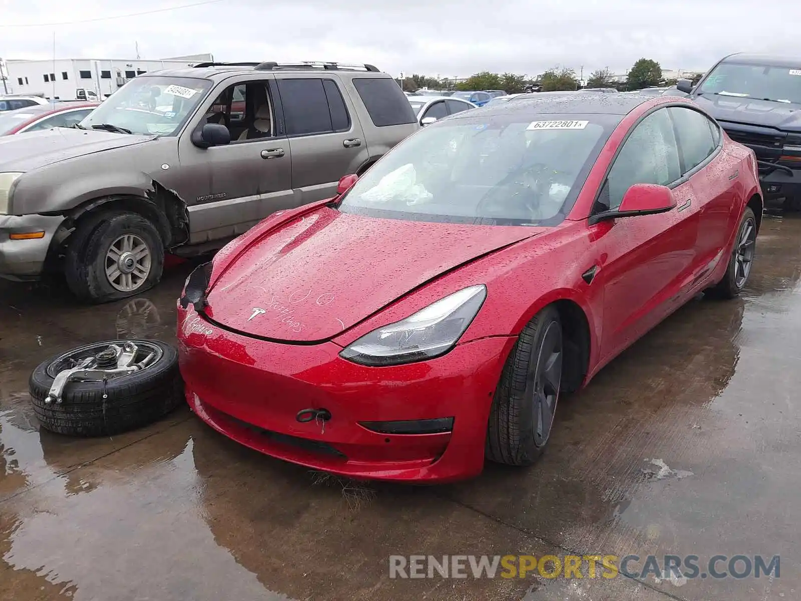 2 Photograph of a damaged car 5YJ3E1EBXMF916027 TESLA MODEL 3 2021