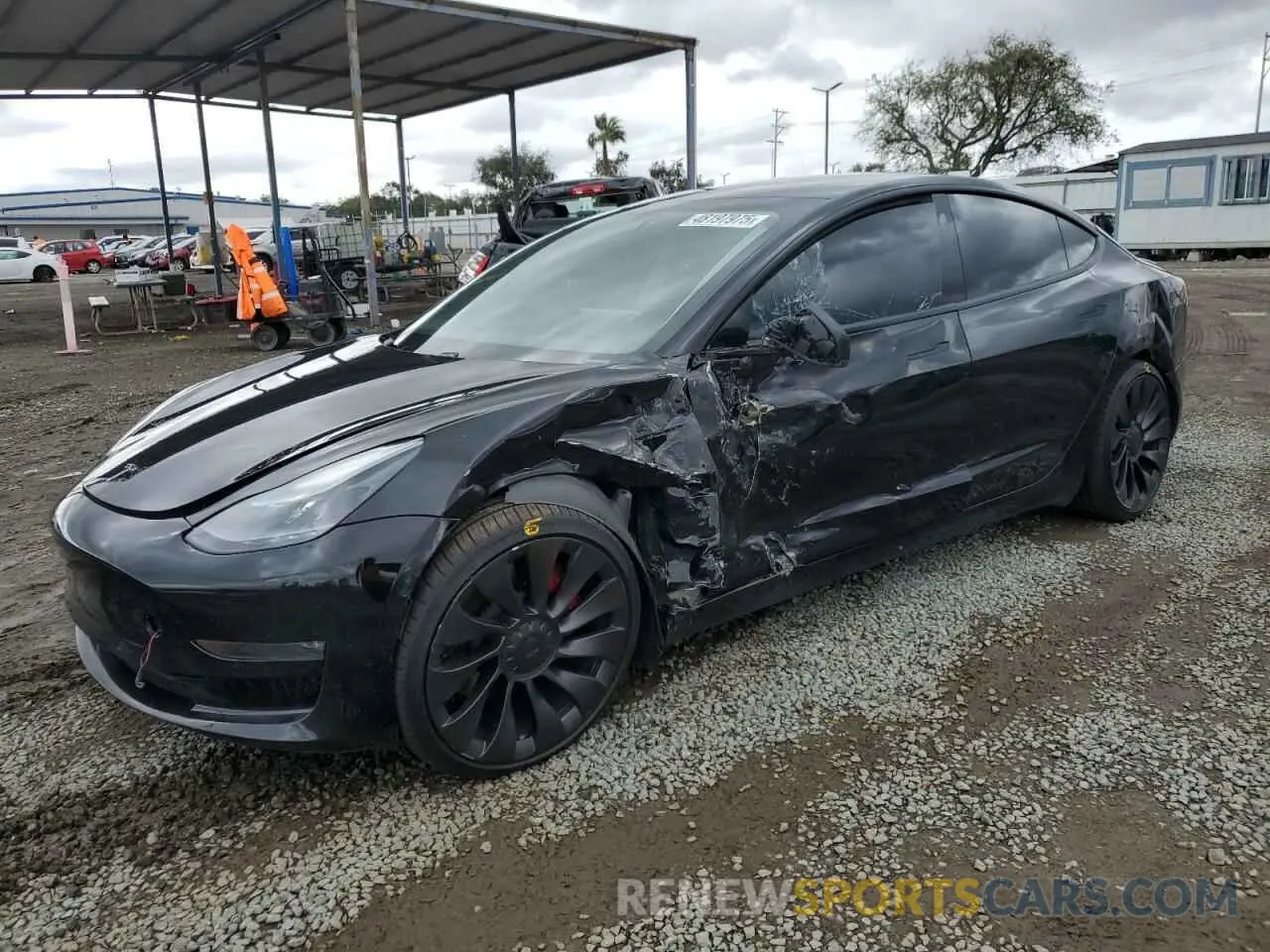 1 Photograph of a damaged car 5YJ3E1EC0MF075439 TESLA MODEL 3 2021