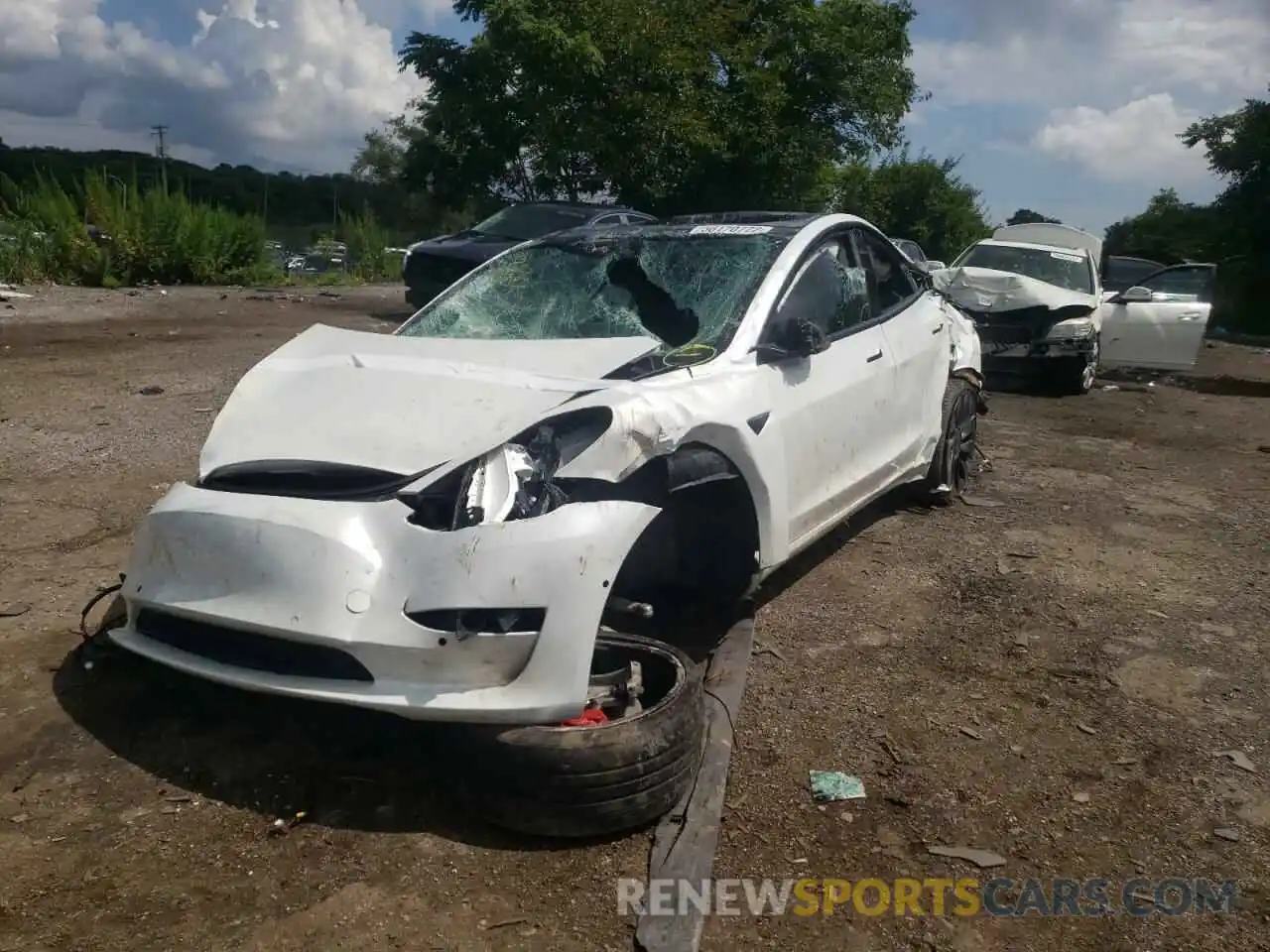 2 Photograph of a damaged car 5YJ3E1EC0MF913579 TESLA MODEL 3 2021