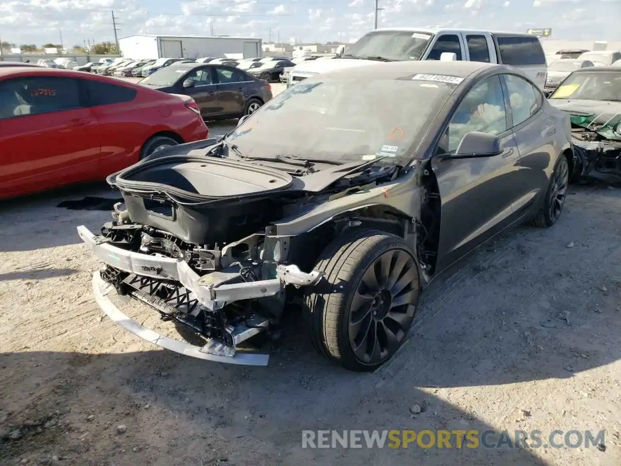 2 Photograph of a damaged car 5YJ3E1EC0MF992395 TESLA MODEL 3 2021