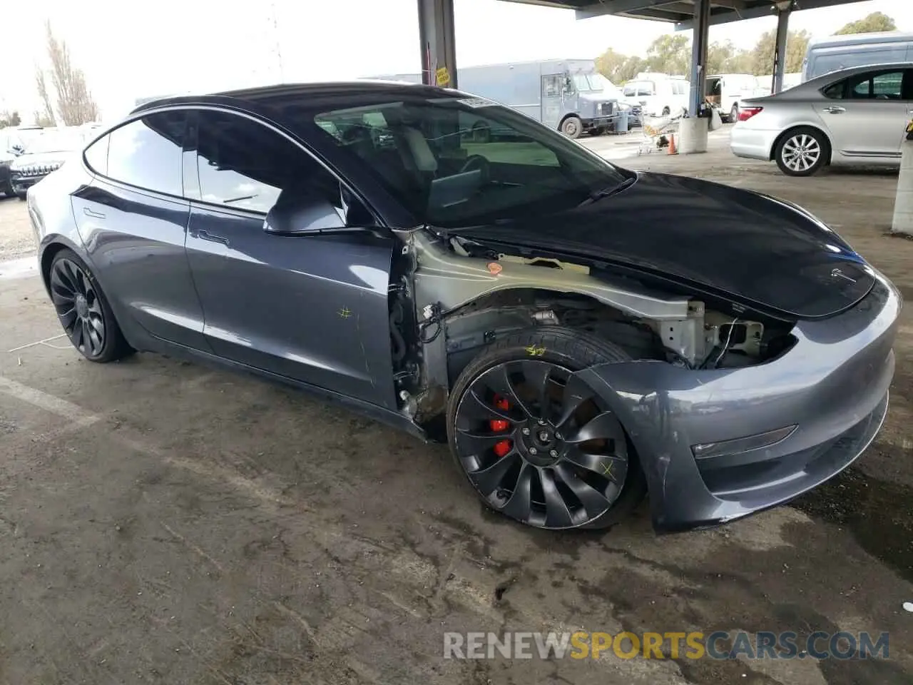 4 Photograph of a damaged car 5YJ3E1EC1MF074350 TESLA MODEL 3 2021