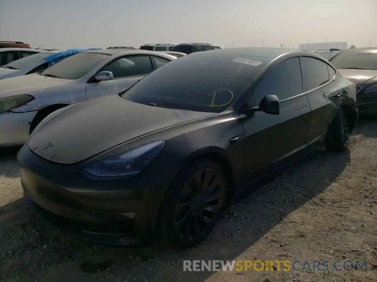 2 Photograph of a damaged car 5YJ3E1EC1MF076227 TESLA MODEL 3 2021