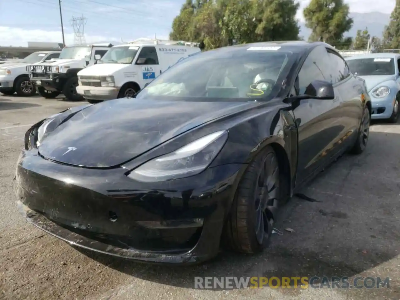 2 Photograph of a damaged car 5YJ3E1EC1MF078978 TESLA MODEL 3 2021