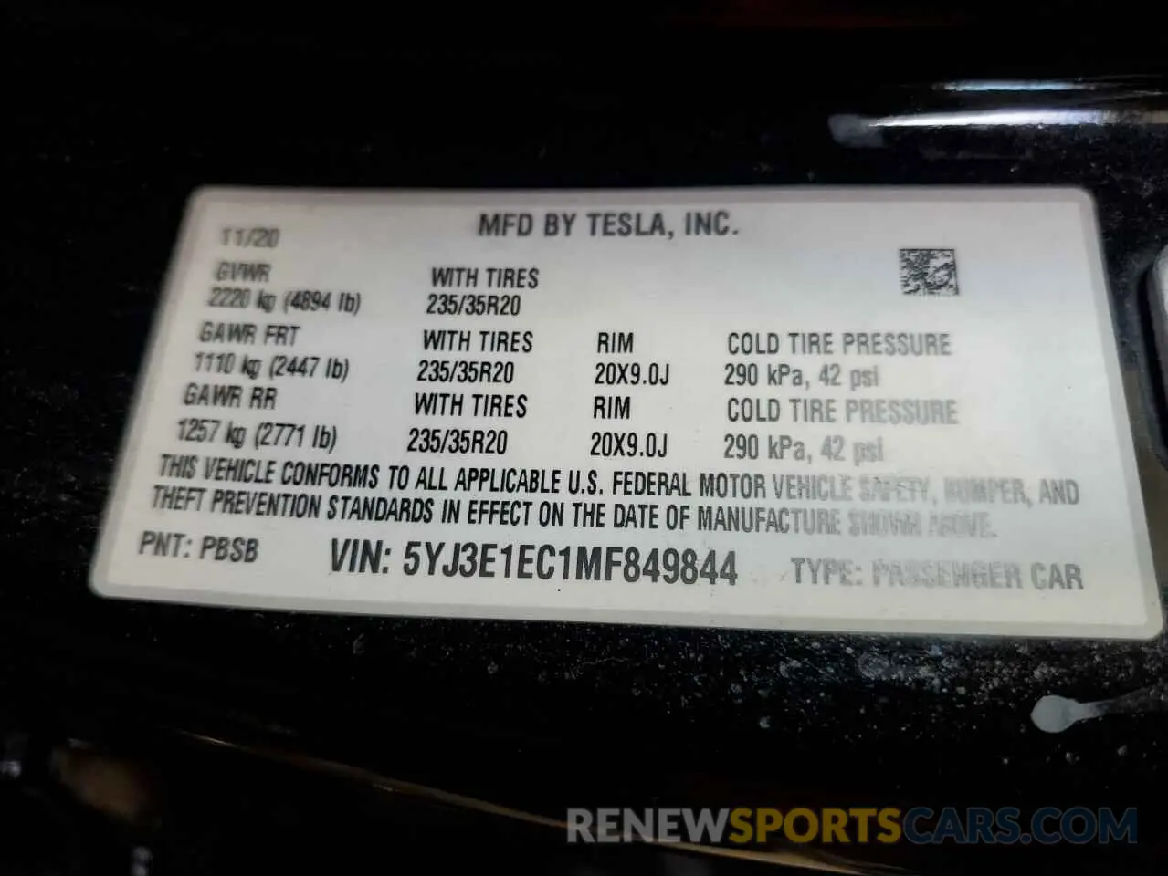 12 Photograph of a damaged car 5YJ3E1EC1MF849844 TESLA MODEL 3 2021