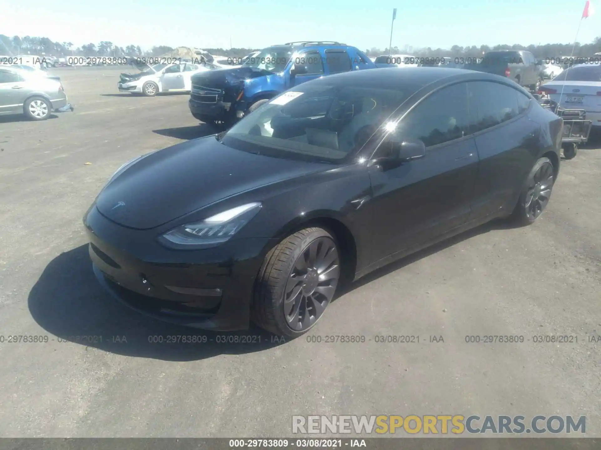 2 Photograph of a damaged car 5YJ3E1EC1MF856342 TESLA MODEL 3 2021