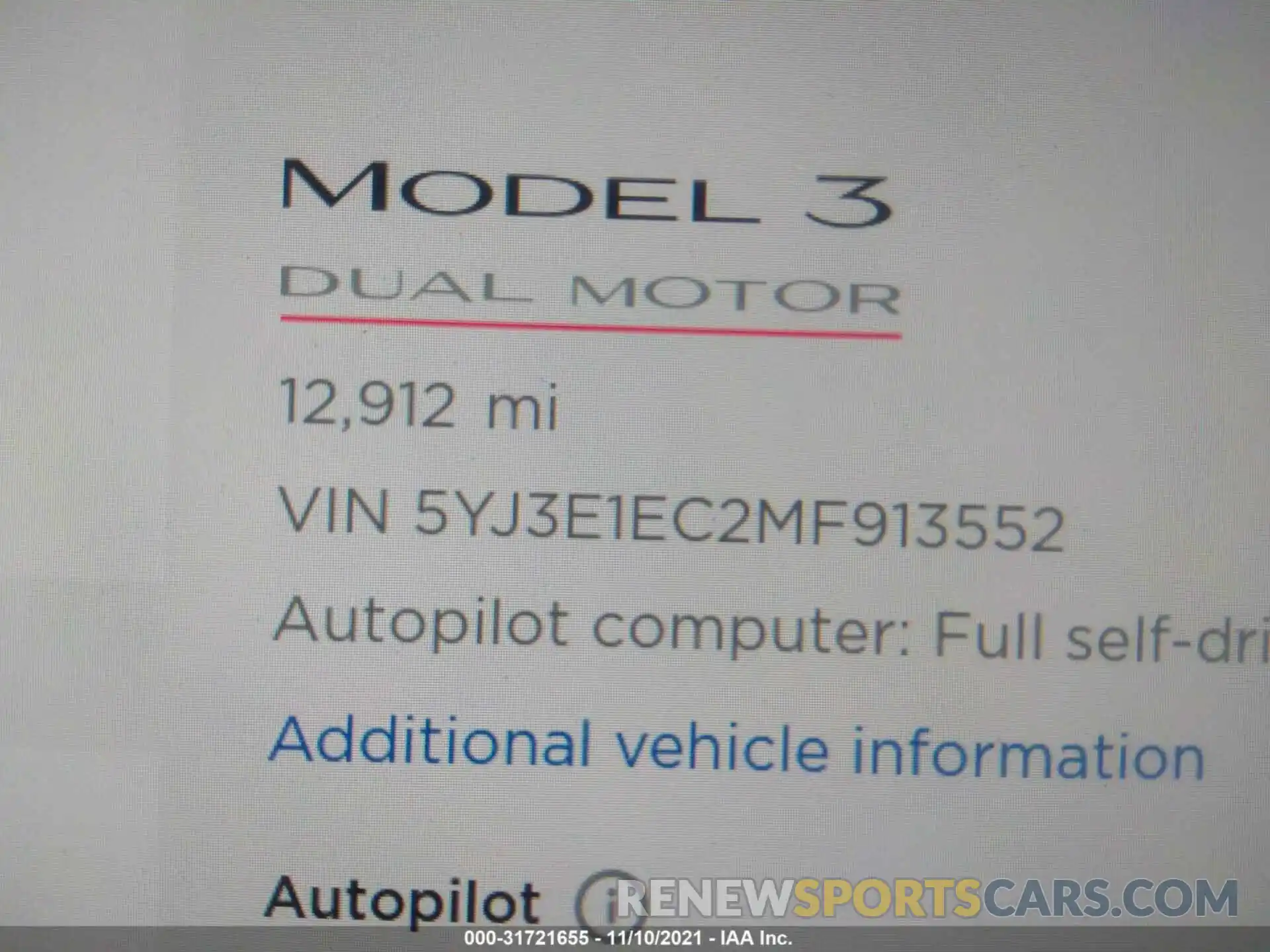 7 Photograph of a damaged car 5YJ3E1EC2MF913552 TESLA MODEL 3 2021