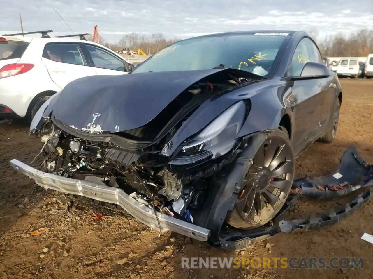 2 Photograph of a damaged car 5YJ3E1EC2MF981141 TESLA MODEL 3 2021