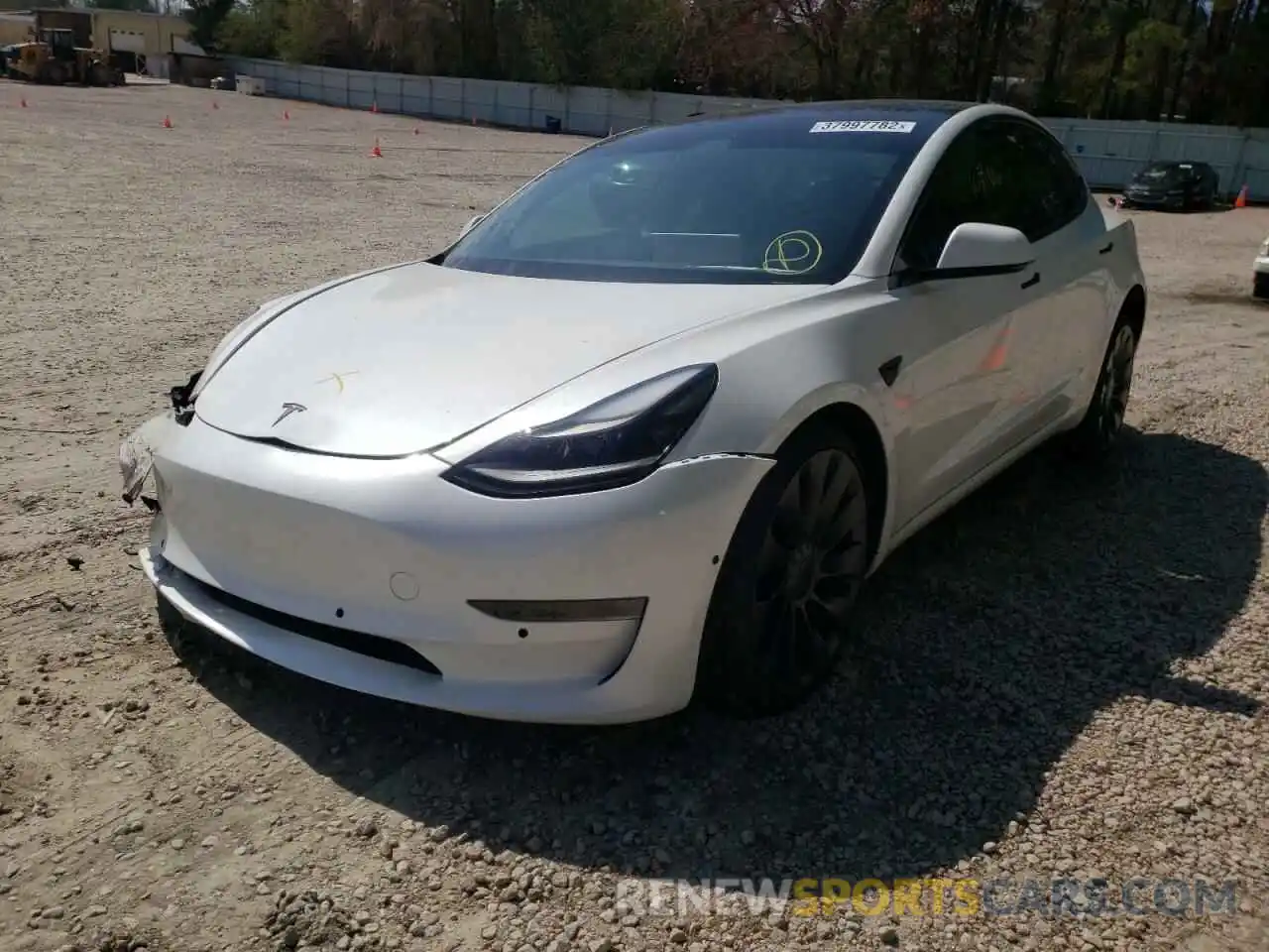 2 Photograph of a damaged car 5YJ3E1EC3MF024288 TESLA MODEL 3 2021