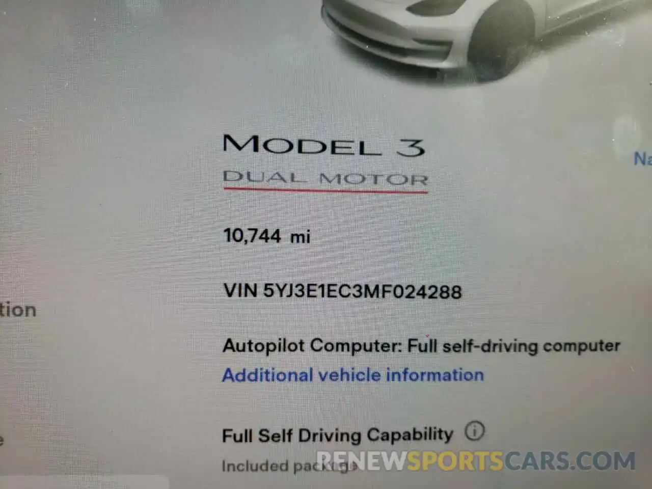 8 Photograph of a damaged car 5YJ3E1EC3MF024288 TESLA MODEL 3 2021