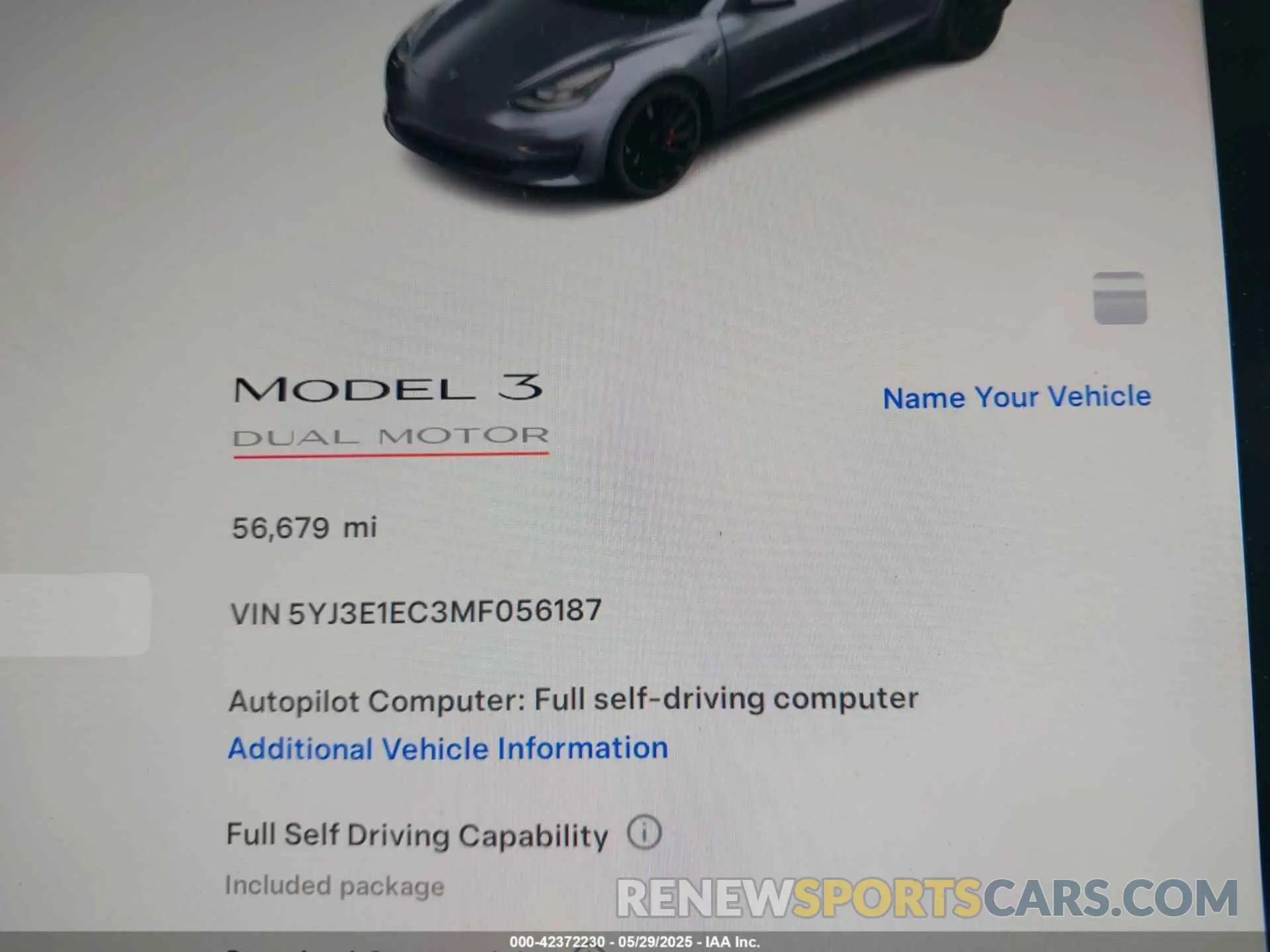7 Photograph of a damaged car 5YJ3E1EC3MF056187 TESLA MODEL 3 2021