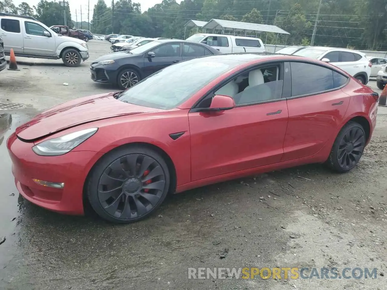 1 Photograph of a damaged car 5YJ3E1EC3MF850686 TESLA MODEL 3 2021