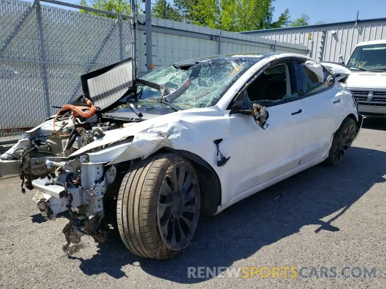 2 Photograph of a damaged car 5YJ3E1EC3MF876270 TESLA MODEL 3 2021