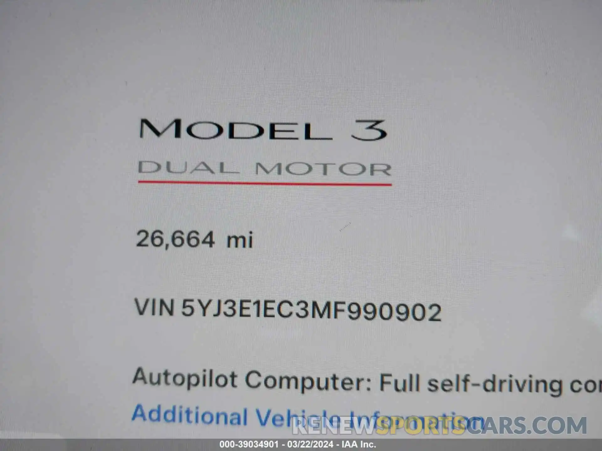 7 Photograph of a damaged car 5YJ3E1EC3MF990902 TESLA MODEL 3 2021