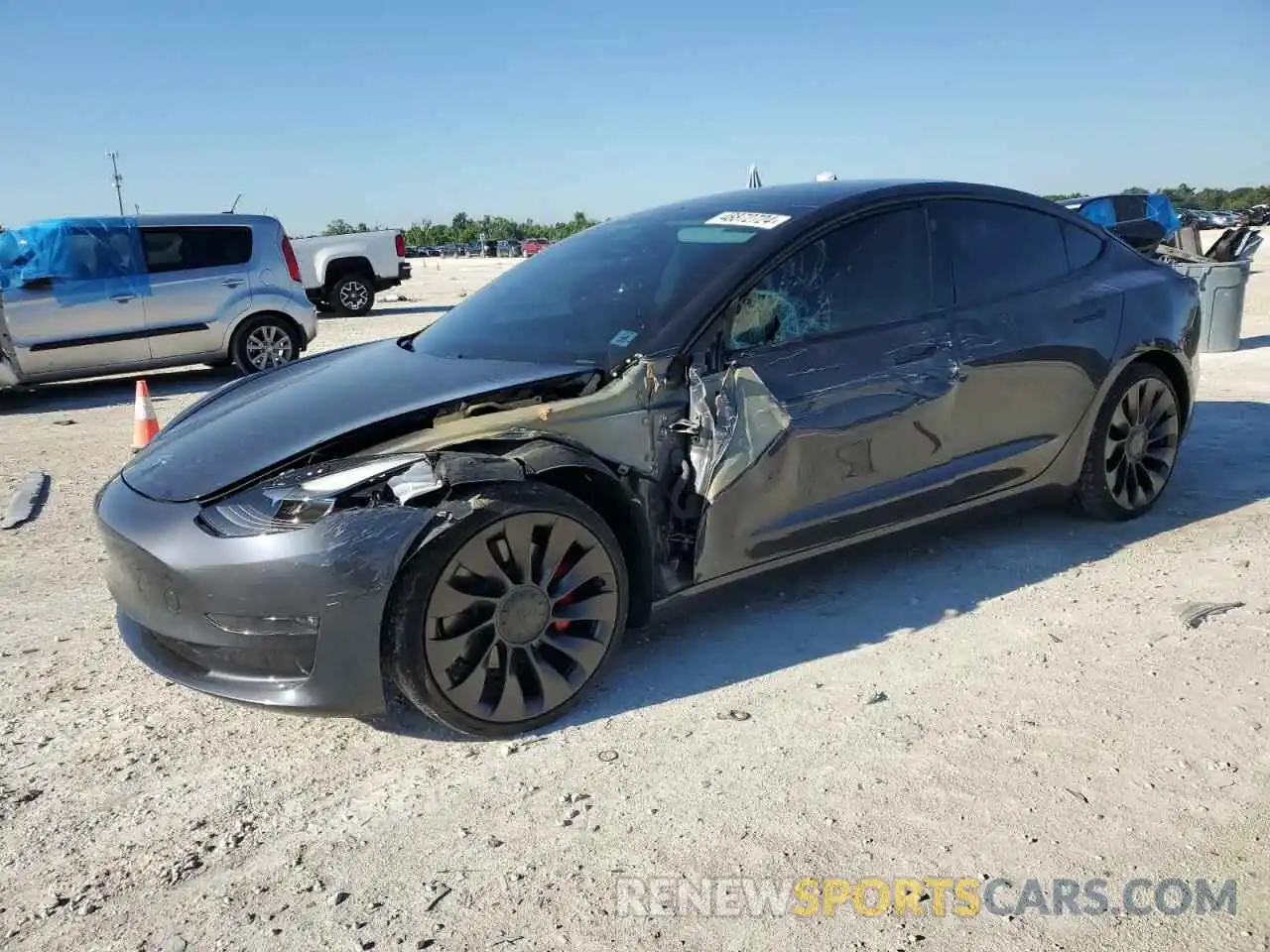 1 Photograph of a damaged car 5YJ3E1EC4MF055789 TESLA MODEL 3 2021